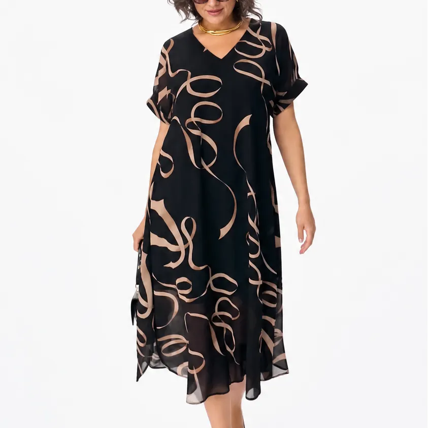Vivara – Flowing Chiffon Midi Dress for Women