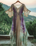 Summer Holiday Ruffle Lace Contrast Maxi Dress d8a7