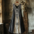 Tribal Celtic Embroidery Patchwork Art Linen Tank Dress