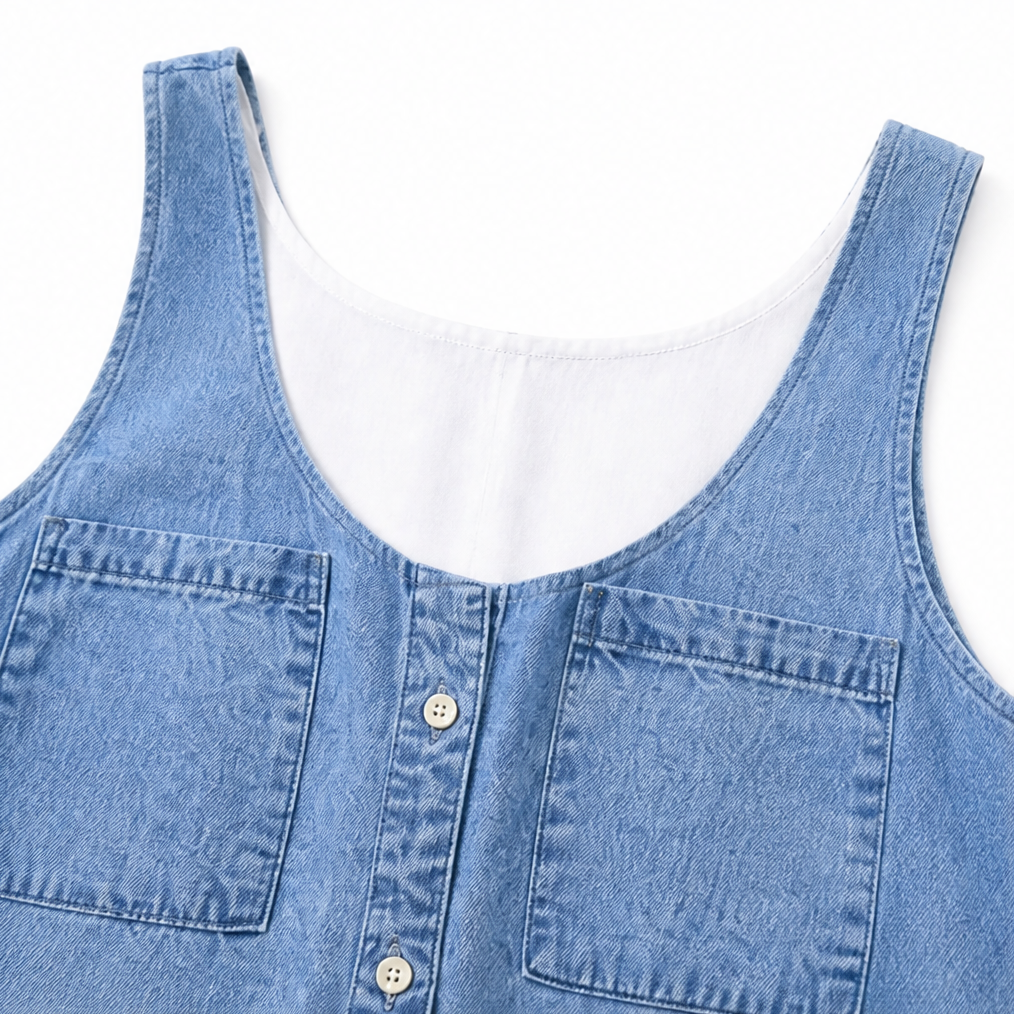 Marelle – Faux Two Piece Denim Look Shift Dress for Women