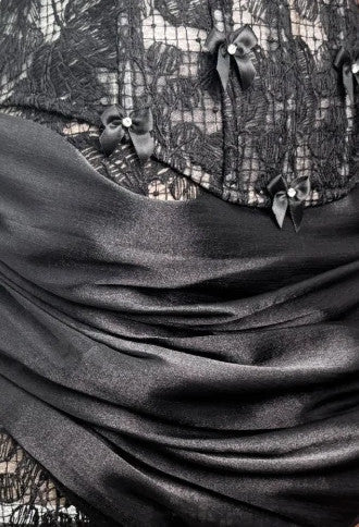 Strapless Lace Corset Two Piece Dress Black
