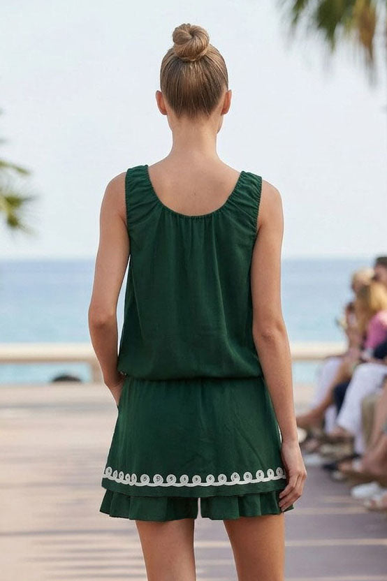 IVY EMBROIDERED BUBBLE LINEN TOP
