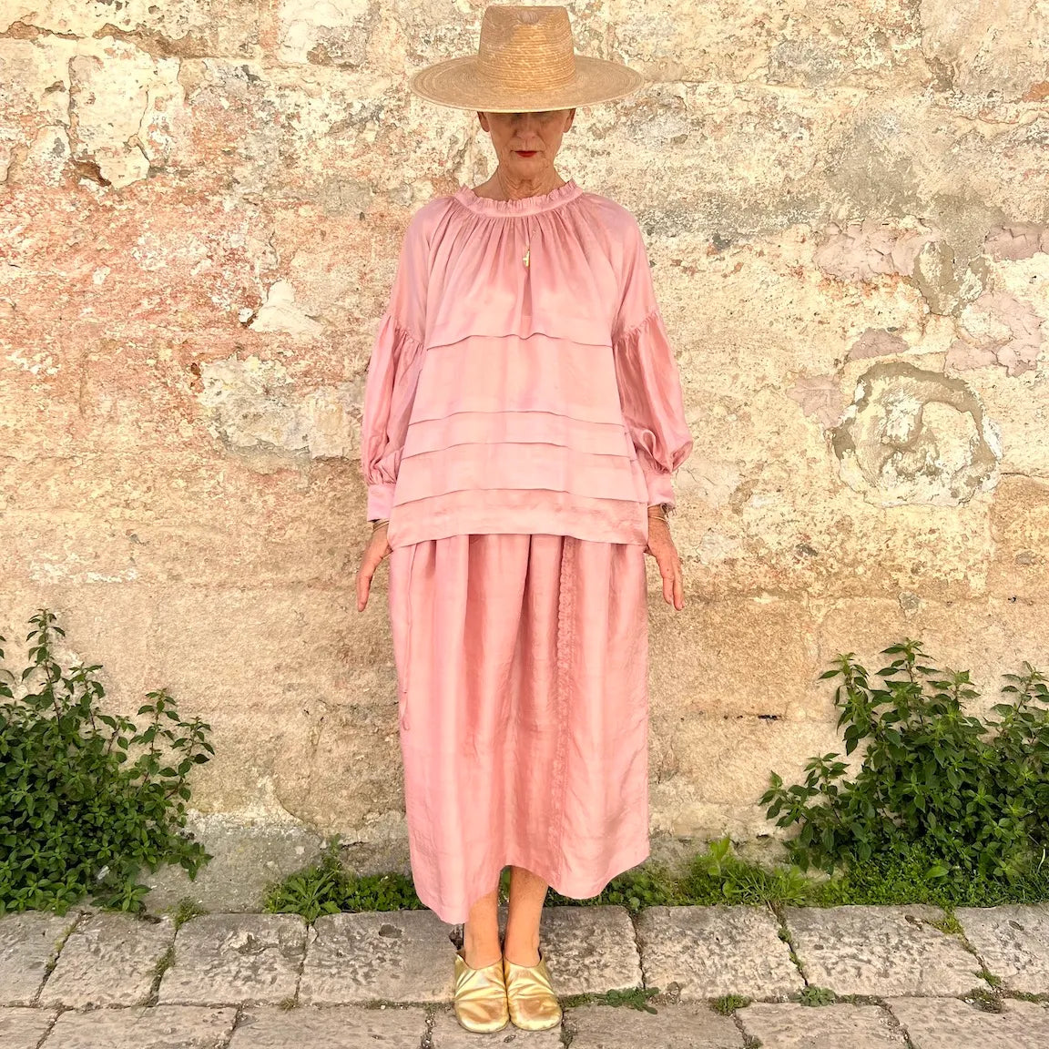 Runaway Bicycle Astrid Silk Blouse – Oversized Gathered Handwoven Silk Top