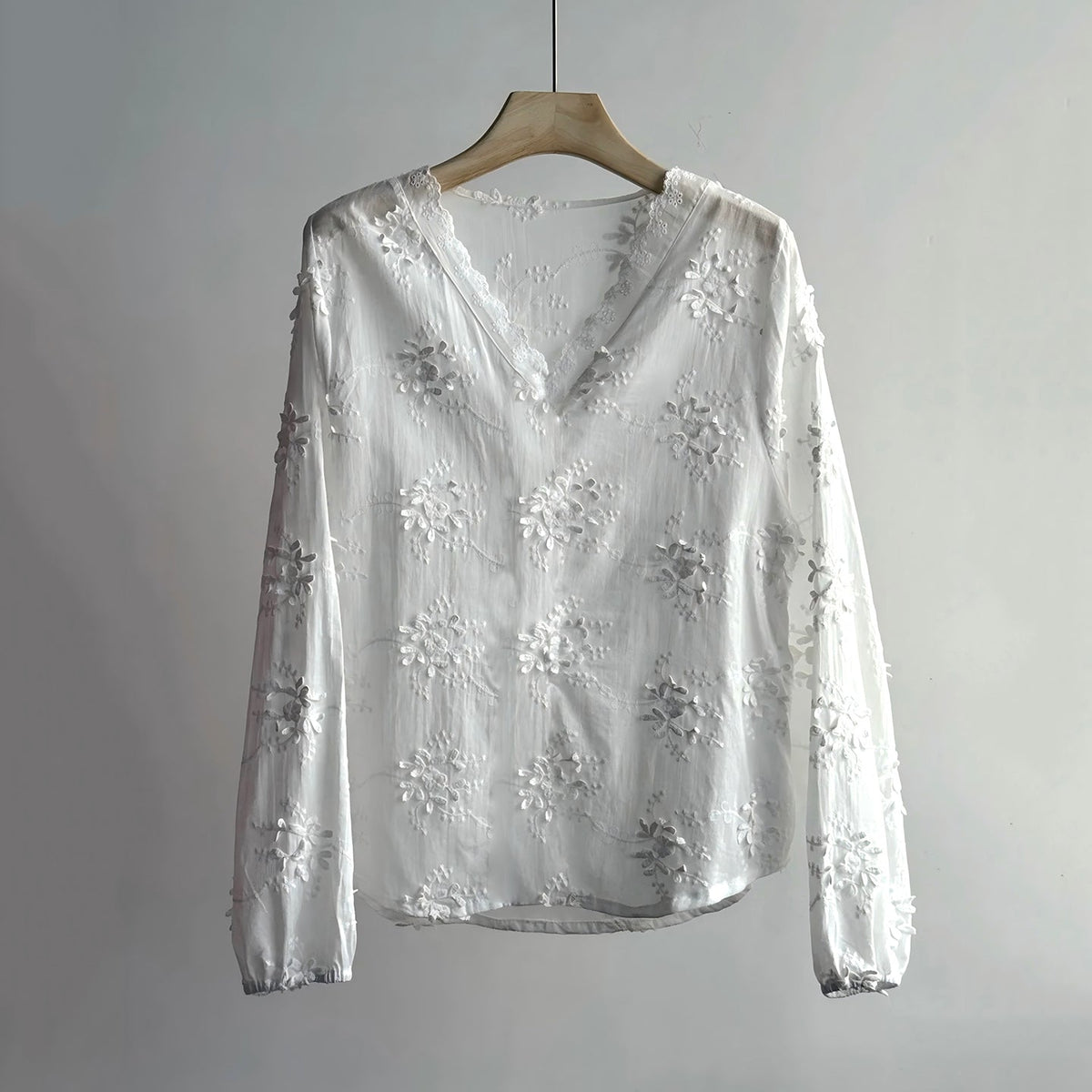 Vintage Floral Lace Embroidered Flowy Linen Tunic