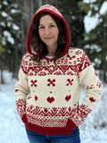 Women's Vintage Viking Valentine's Day Love Jacquard Hooded Sweater