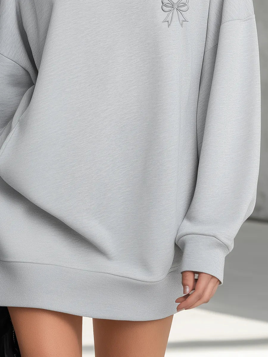 Simple Sporty Loose-fitting Collar Light Gray Mini Dress