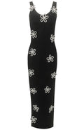Crystal Floral Detail Maxi Dress Black