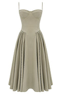Bustier A Line Midi Dress Khaki