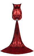 Strapless Bow Detail Sequin Dress Red