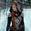 Viking Runes Inspired Celtic Knot Jacquard Hooded Sweater(accessories Not Included)