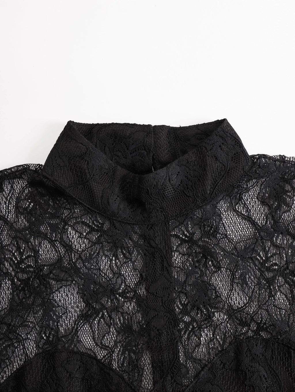 Black Lace Illusion Bodice Wide-Leg Evening Jumpsuit