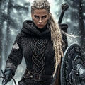 Women's Viking Warrior Jacquard Celtic Knit Hoodie
