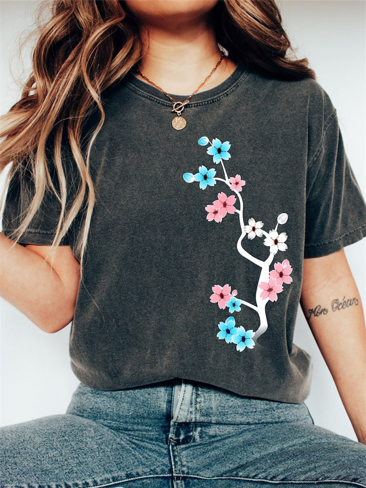 Transgender Inspired Cherry Blossom Vintage Washed T Shirt