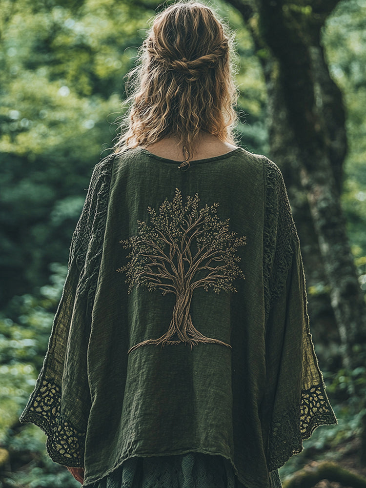 Women's Celtic Mythical Tree Of Life Lace Pattern T-shirt