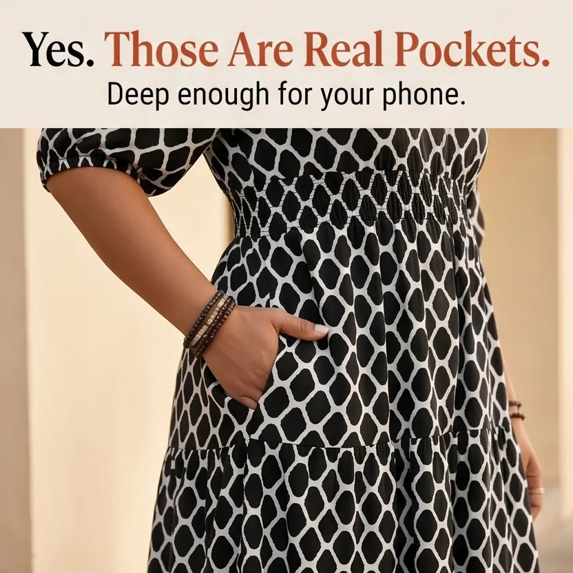 Curvella – Women's Boho Maxi Dress with Pockets