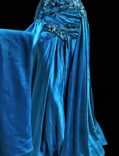 Elegant V-neck Sheath Long Prom Dresses Satin Blue Evening Dresses