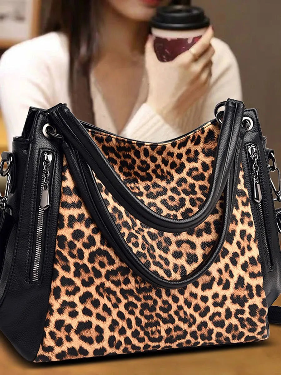 Casual Leopard Print Zebra Shoulder Bag