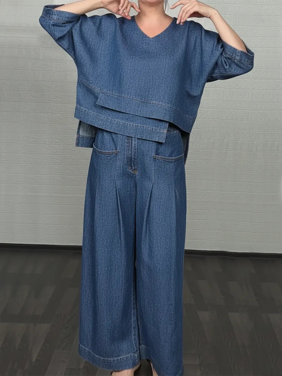 Women's Casual Cotton Top And Pants Two-piece Set