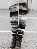 Vintage Black & White Patchwork Cozy Knit Leggings