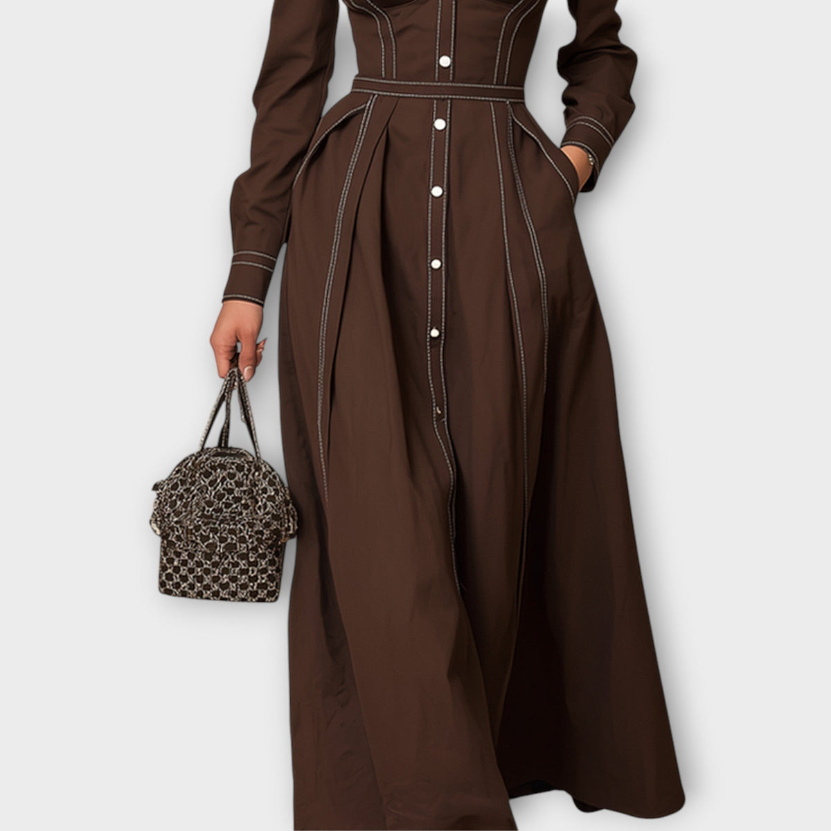 Tailored Button-Front Midi Dress