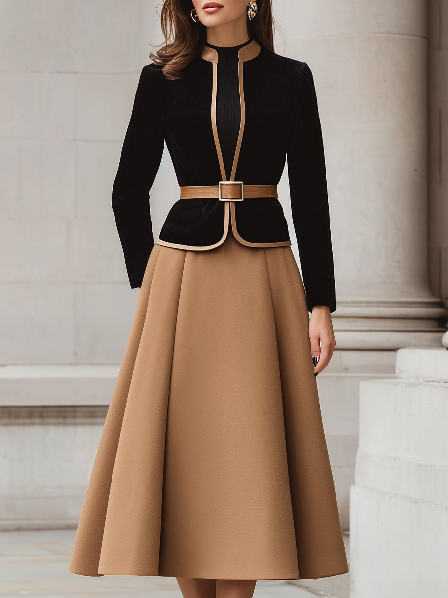 Elegant High-Waist A-Line Midi Skirt