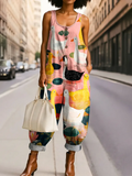 Women's Colorful Abstract Animal Art Print Casual Jumpsuit