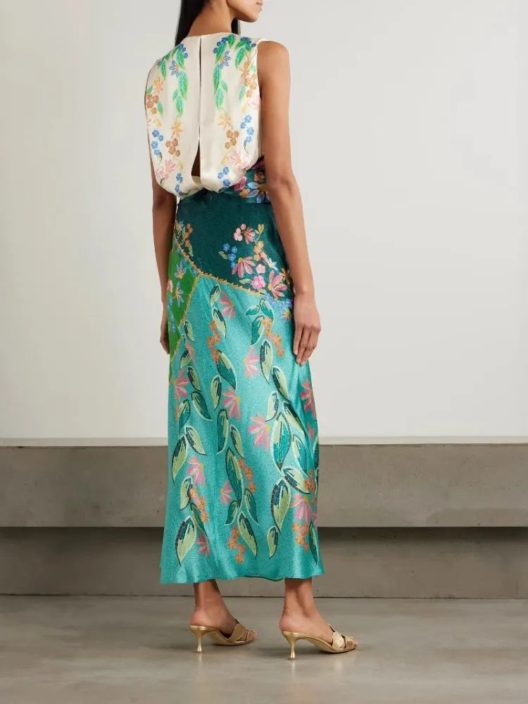 Satin Twist Printed Dress