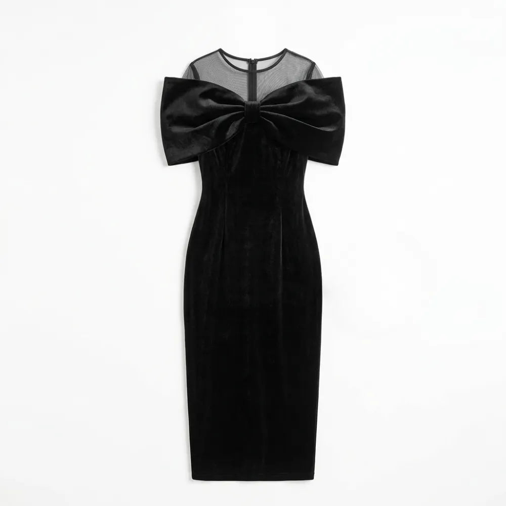Velara – Dramatic Bow Midi Dress