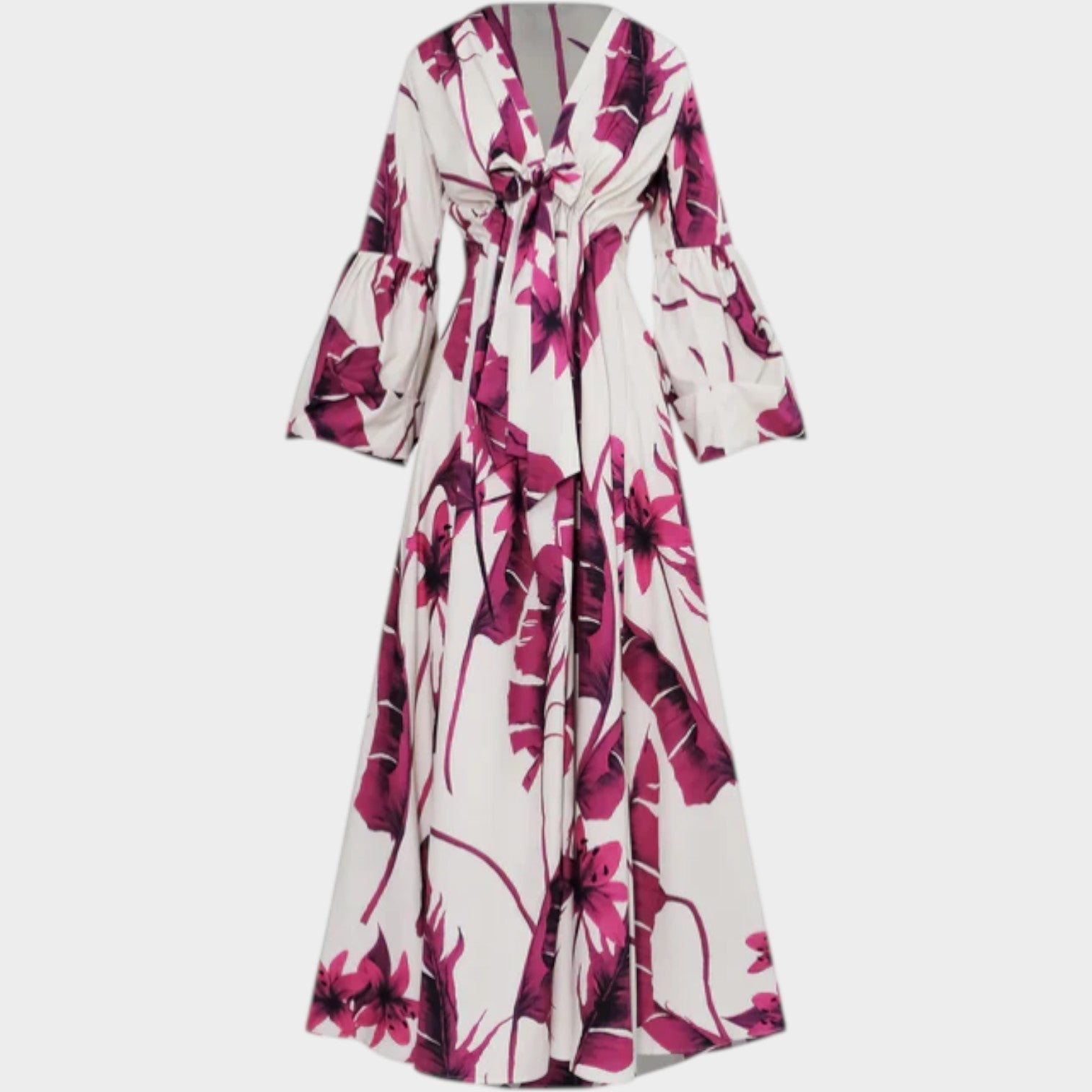 Floral Print Tie-Waist Maxi Dress