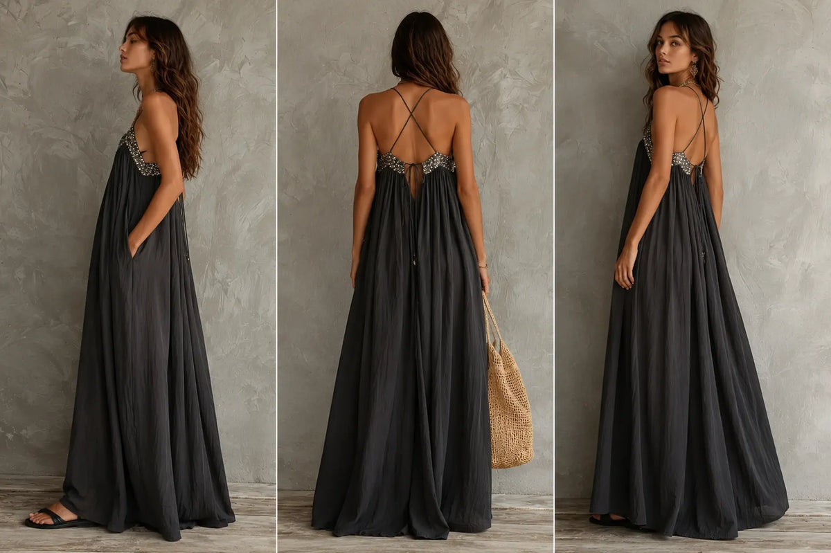Sequin Spaghetti Strap Loose Maxi Dress