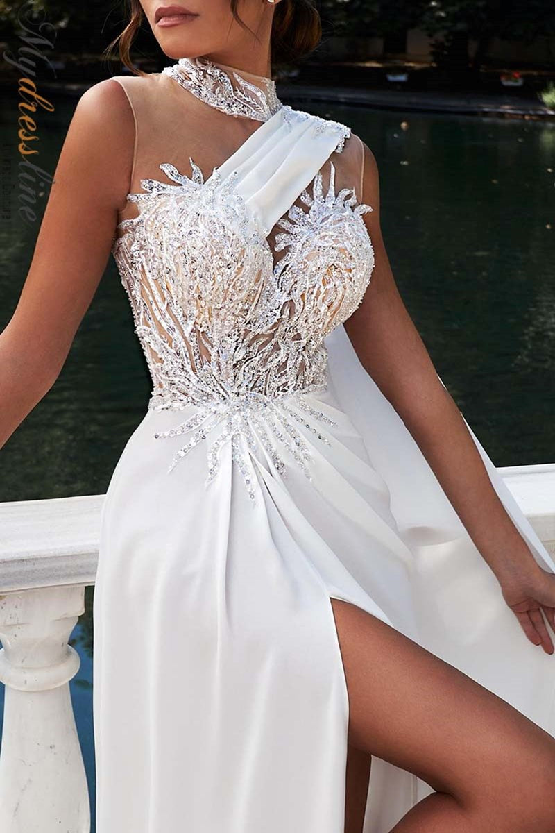 MNM Couture K3938 high neck stylish maxi dress