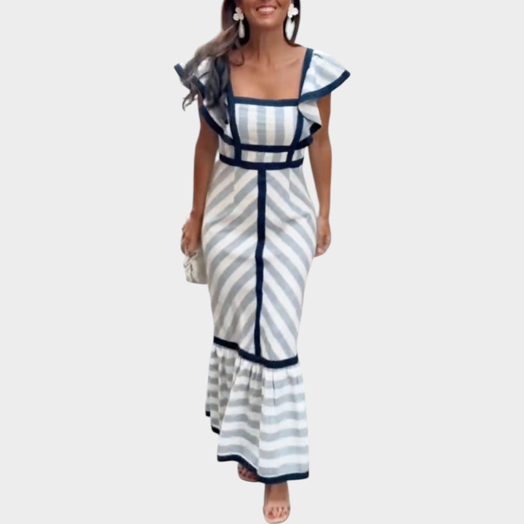 Striped Ruffle Maxi Dress