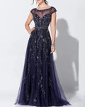 Ladies Elegant Rhinestone Mesh Dress - 01
