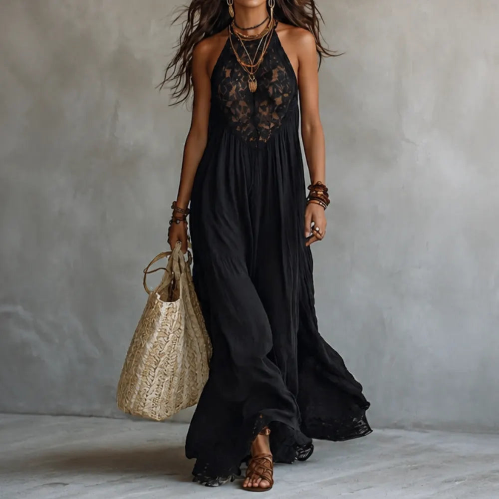 Lunavia – Lace Halter Boho Maxi Dress
