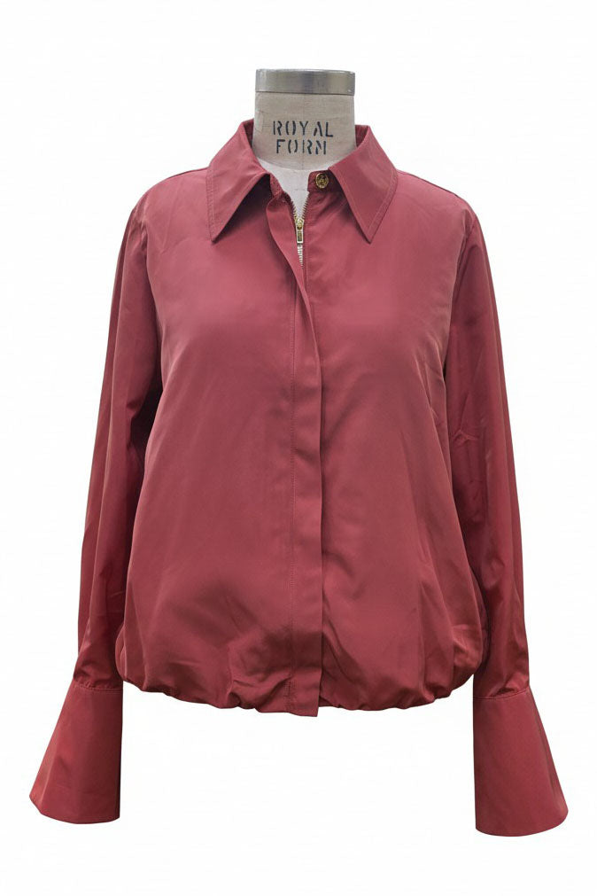 FRONT ZIP BELL CUFFS BLOUSE
