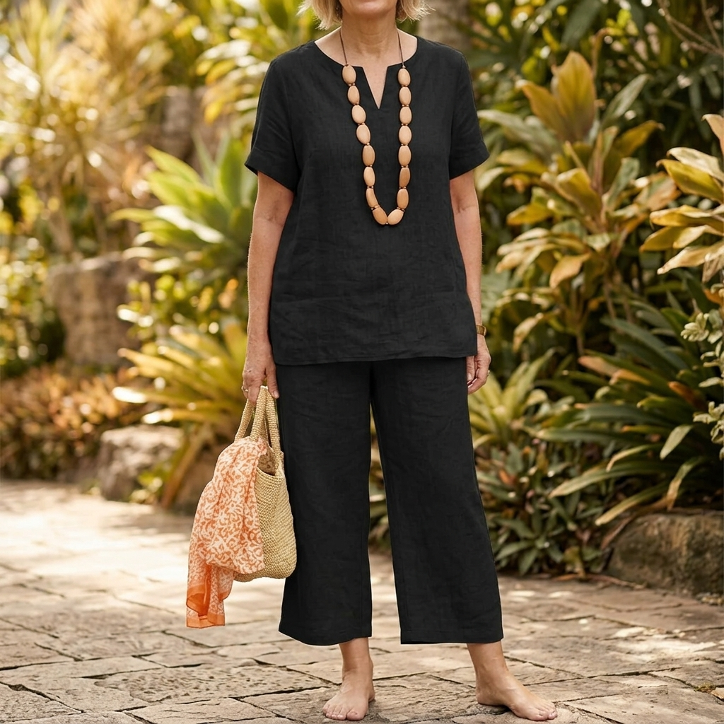 Lunessa – Women's Breezy V-Neck Top and Pants Set
