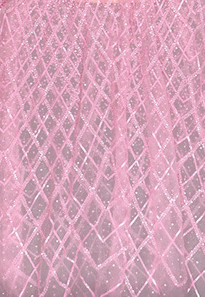 Sequin Structured Bustier A Line Maxi Dress Pink
