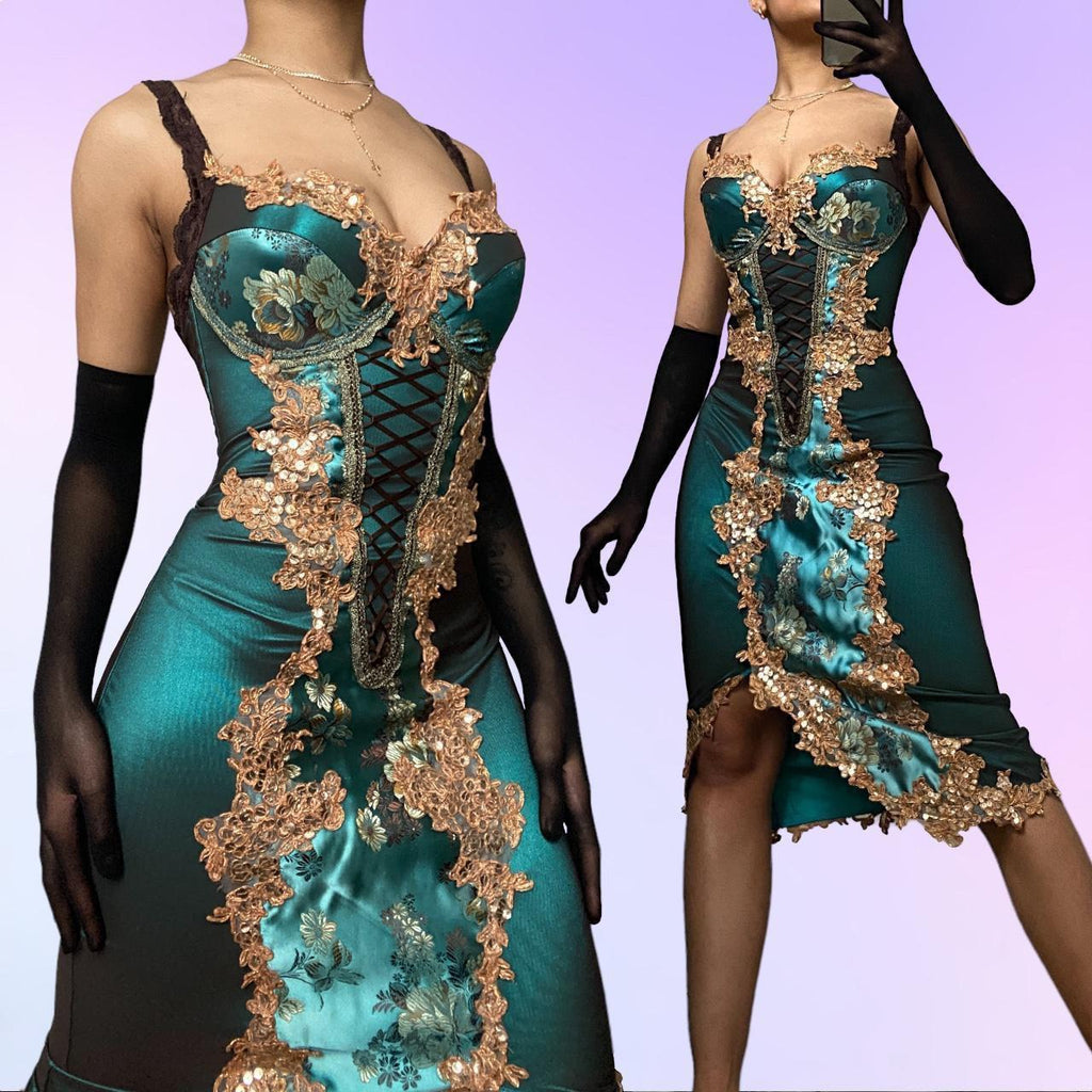 & Other Stories Women's Blue and Gold Dress