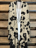 Cherry Blossom Japanese Lino Art Flowy Kimono Cardigan
