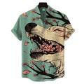 Men's Fox Fairy Cherry Blossom Art Print Casual Short-sleeve Shirt
