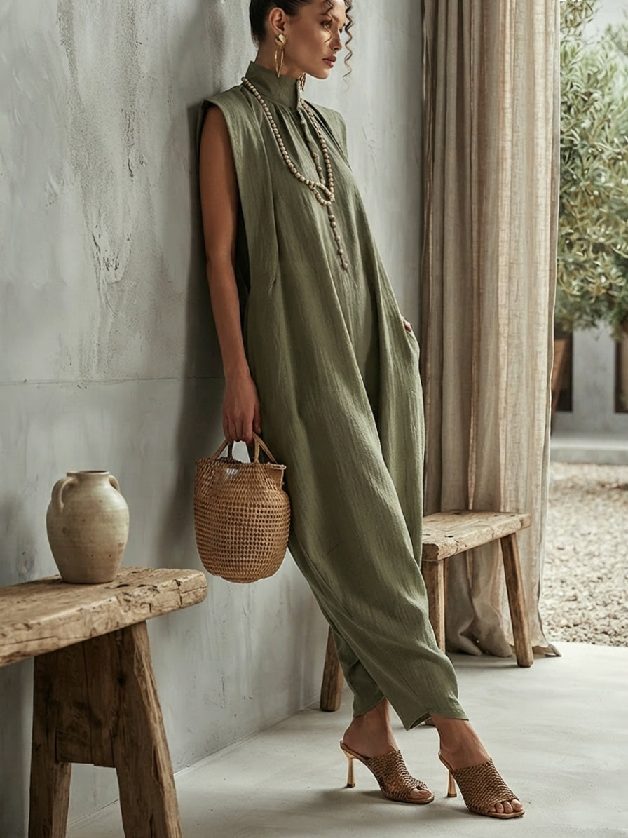 Olive Relaxed O-Line Maxi Dress