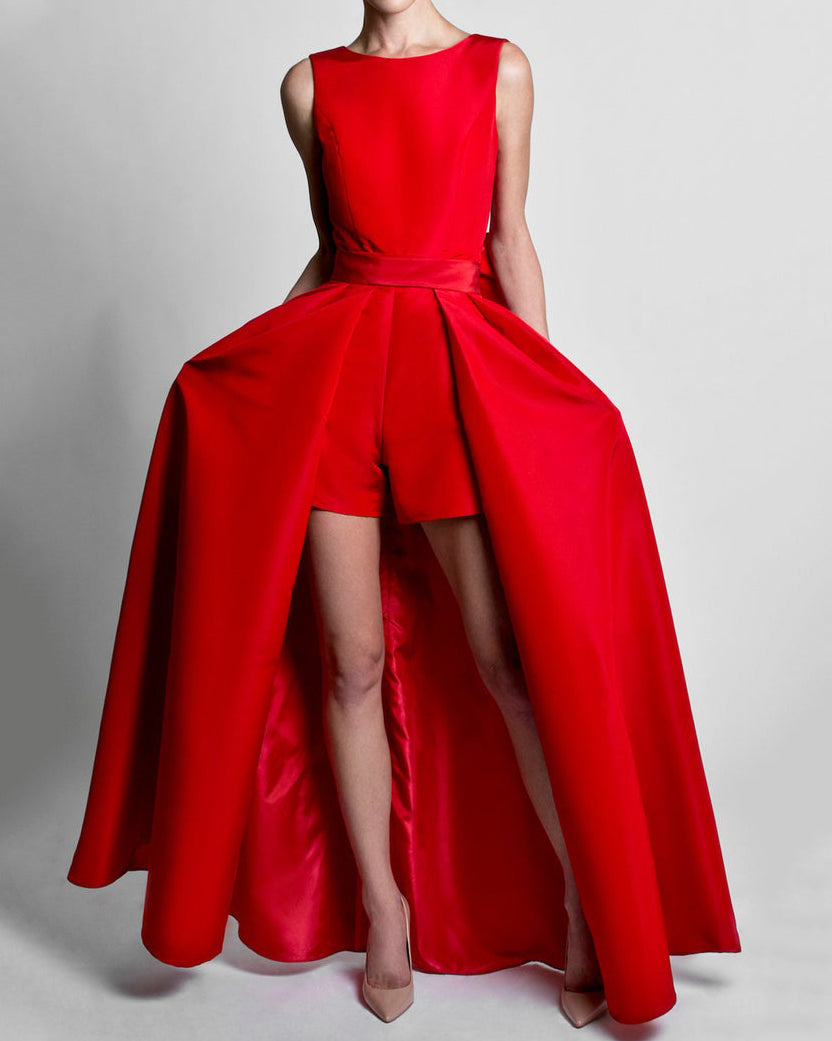 Jumpsuit Swing Panel Skirt with Bow ladies