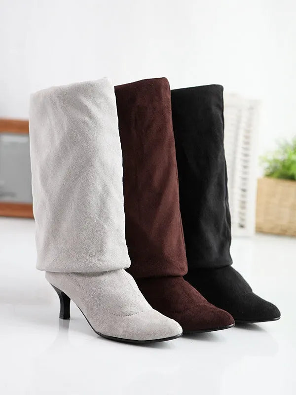 Women's suede solid color high boots