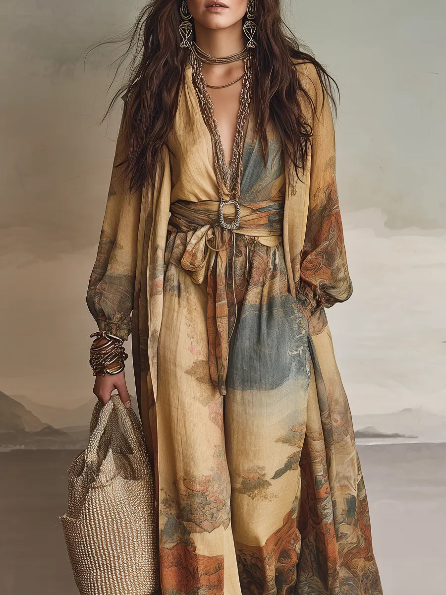 Art-Inspired  With Belted Waist – Effortless Luxury Style Wide-Leg Jumpsuit