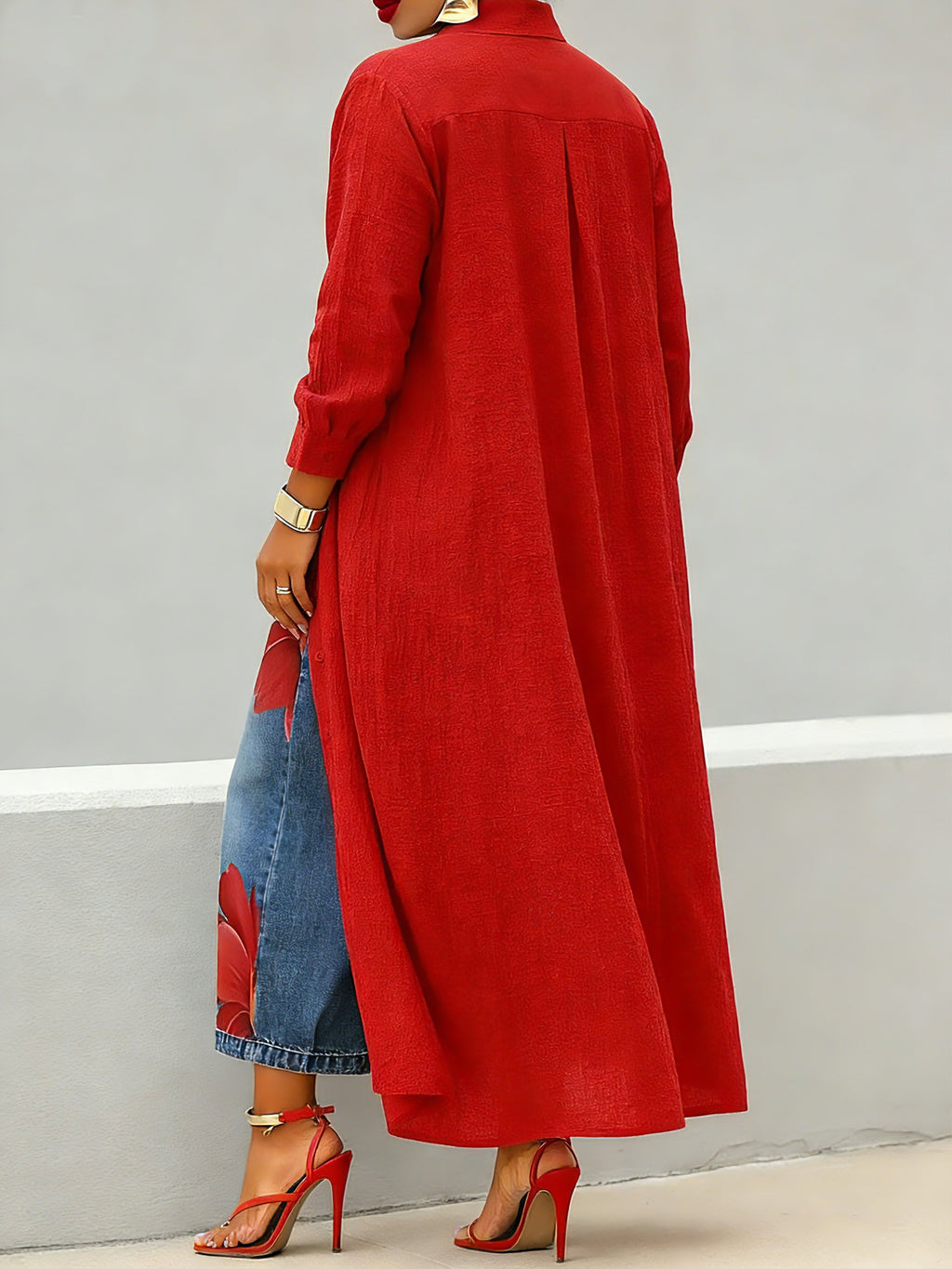 Women's Casual Loose Cotton Shirt Collar Blouse Loose Long Sleeve Daily Top