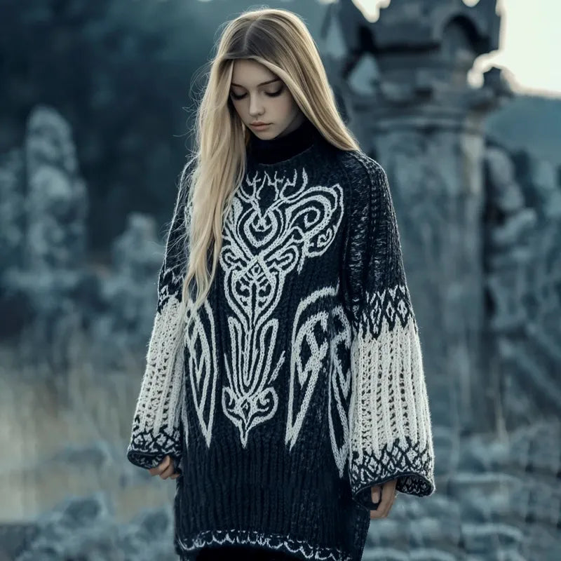 Tribe Totem Women's Crew Neck Long Sweater