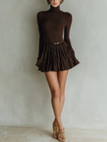 Stylish and elegant brown textured bodycon mini dress