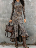 Vintage Polyester Flare Hem Midi Dress(Includes belt)