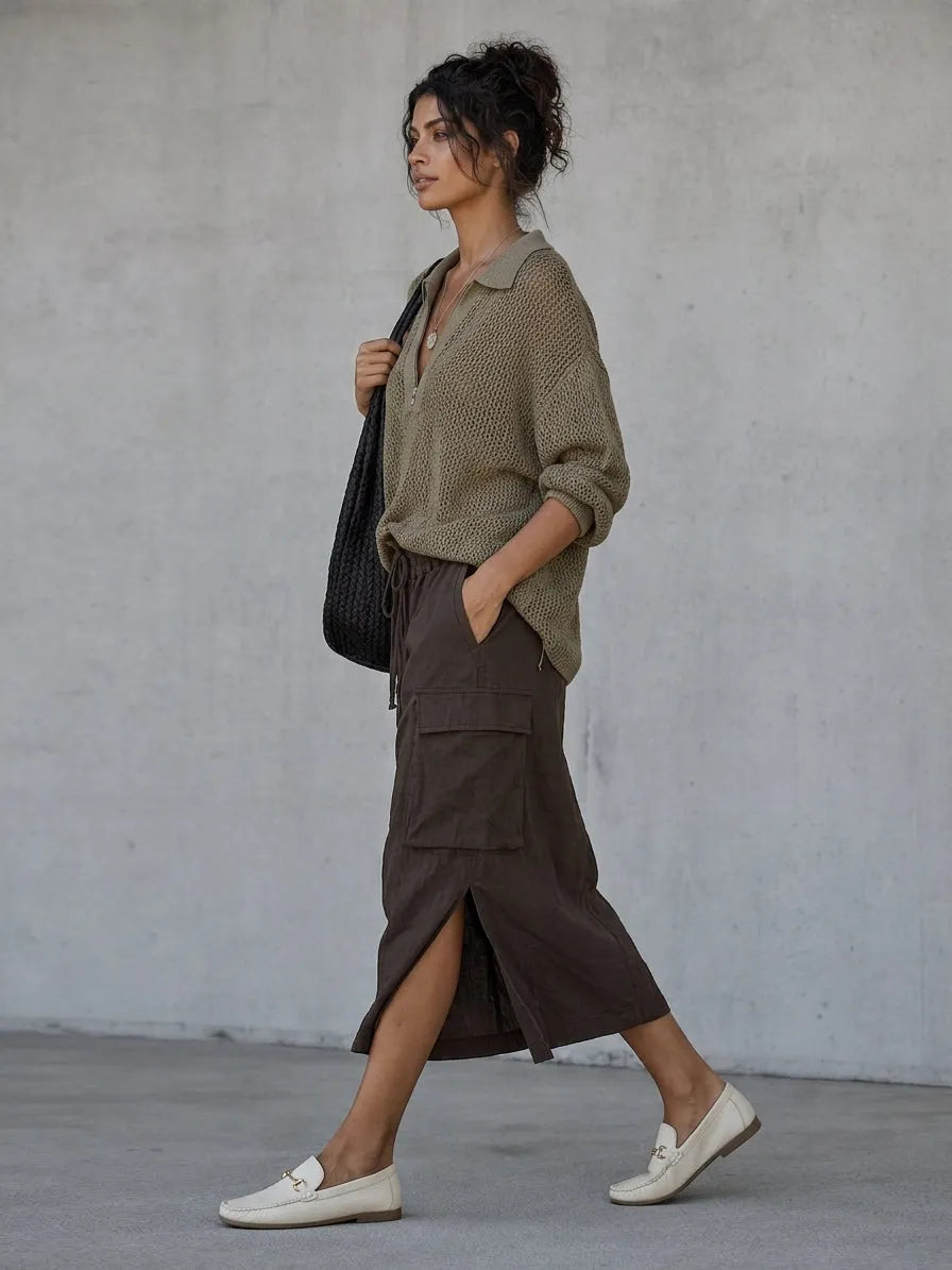 Women's Minimalist Blend Drawstring Utility Skirt MDZ2024G5WY