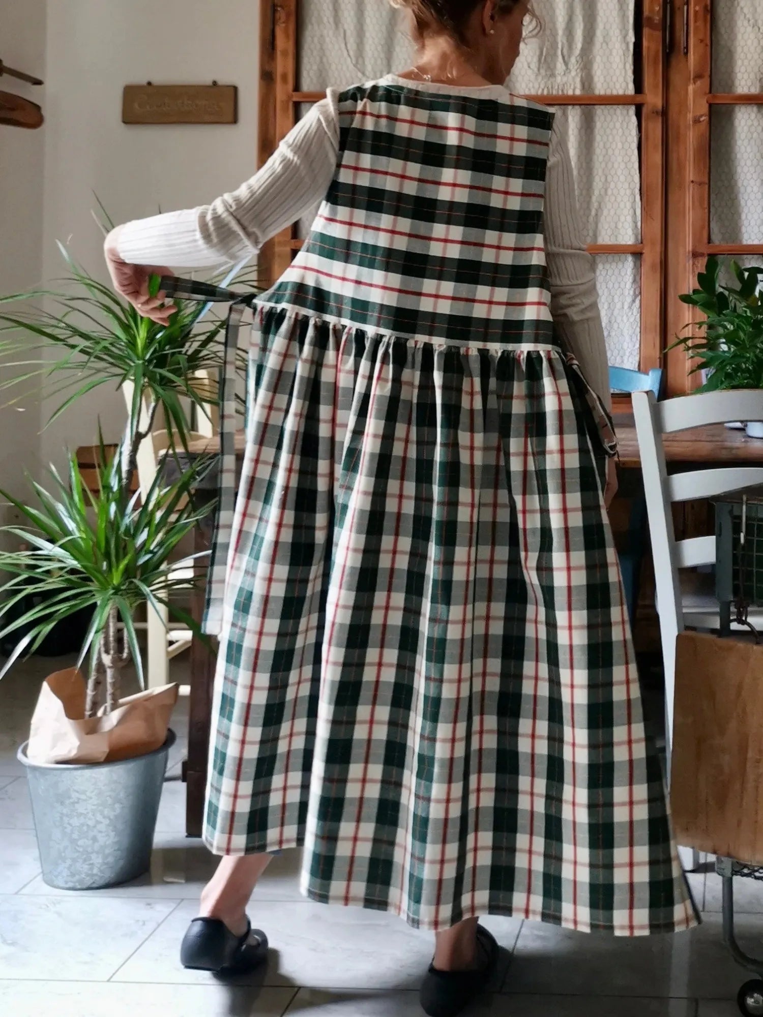 Green Tartan Cotton Apron